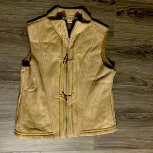 Petals full zip faux suede vest for women with toggle style buttons. Size M